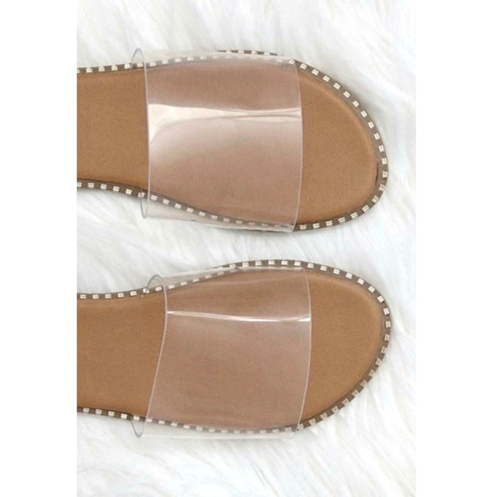 Clear Slip On One Band Flat Sandals - Picture 4 of 7